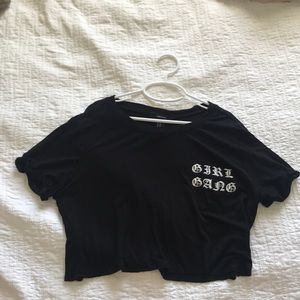 black “girl gang” crop top shirt!!
